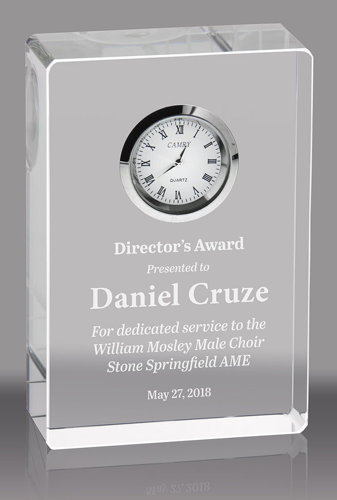 Crystal Block with Clock Award [CLKF148-X]