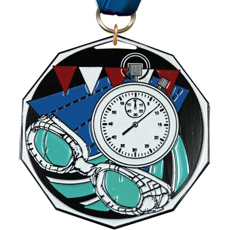 Swimming Decagon Painted Medal [MDCM2-SW]