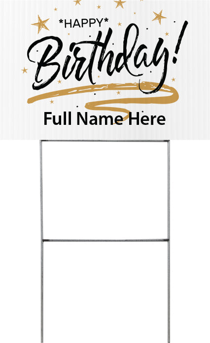 Birthday Gold & Silver Yard Sign - 18 x 12 inch [YS1812-BDAY-GNS]