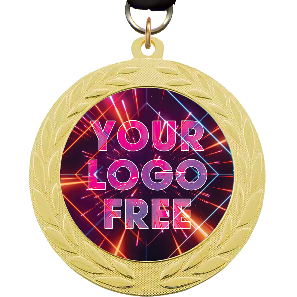 2.75" Custom Insert Bright Finish Wreath Medal [MXJ943W]