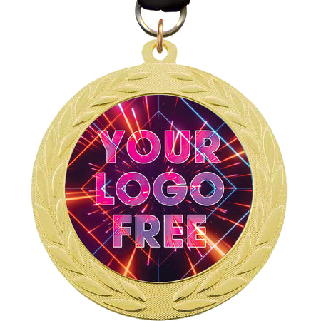 2.75" Custom Insert Bright Finish Wreath Medal [MXJ943W]