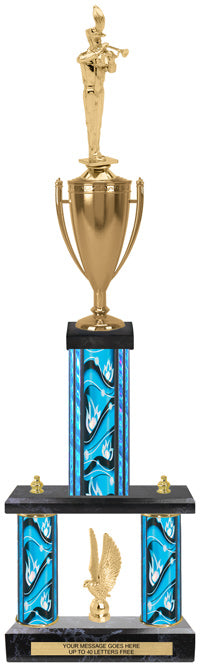 Two-Post Trophy w/ Rectangle/Oval Center Column w/ Cup [T3MC34]