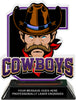 Cowboys Mascot Colorix-T Acrylic Trophy - 6.25 inch Purple [TACR6-MSCT-CWBY-PRP-Q]