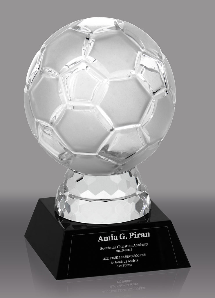 Crystal Soccer Ball on Crystal Base- 6.5 inch [CMSC281]