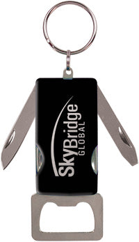 4 Function Bottle Opener & Key Ring- Black [BTOP030BLK]