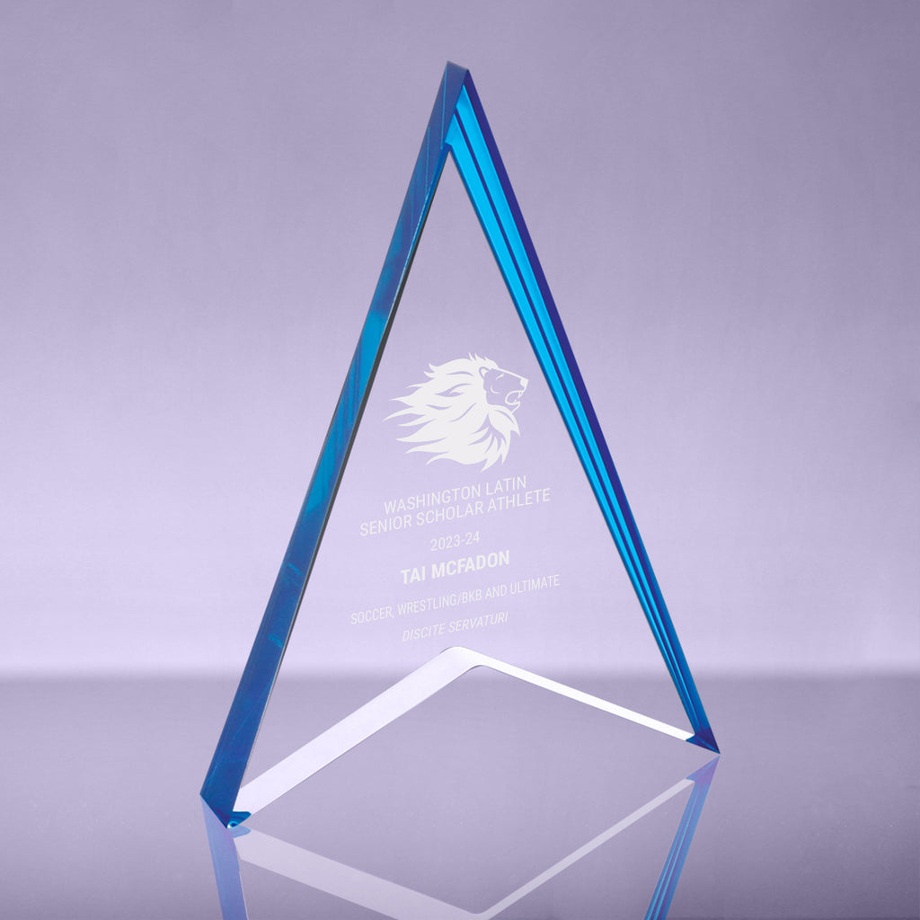 Spearhead Acrylic Awards with Blue Reflective Accents