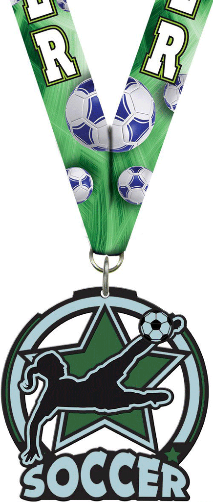 2.5" Soccer Female Glow Medal [MGLW2-SCF]