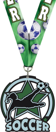 2.5" Soccer Female Glow Medal [MGLW2-SCF]