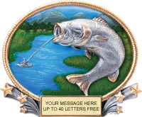 Fishing 3D Full Color Oval Resin Trophies