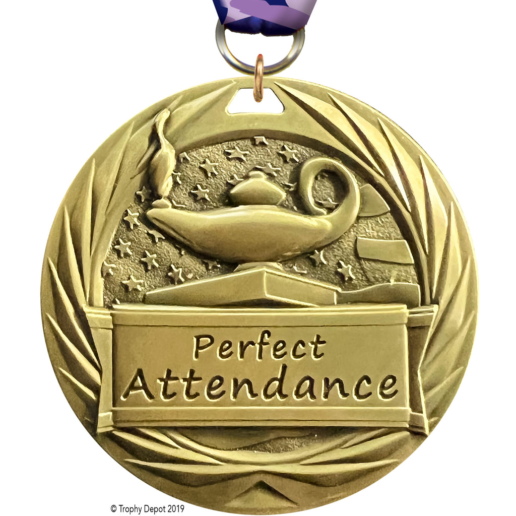 Perfect Attendance 1.75 inch Blade 3D Diecast Medal [MBD1-PA]
