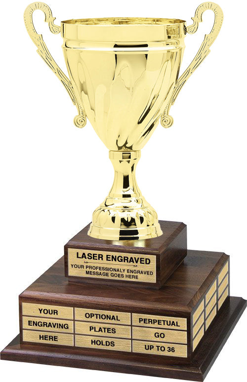 Gold Metal Cup Twin Tier Perpetual Trophy [TPP2L-M3A]