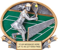 Tennis Female 3D Full Color Oval Resin Trophies