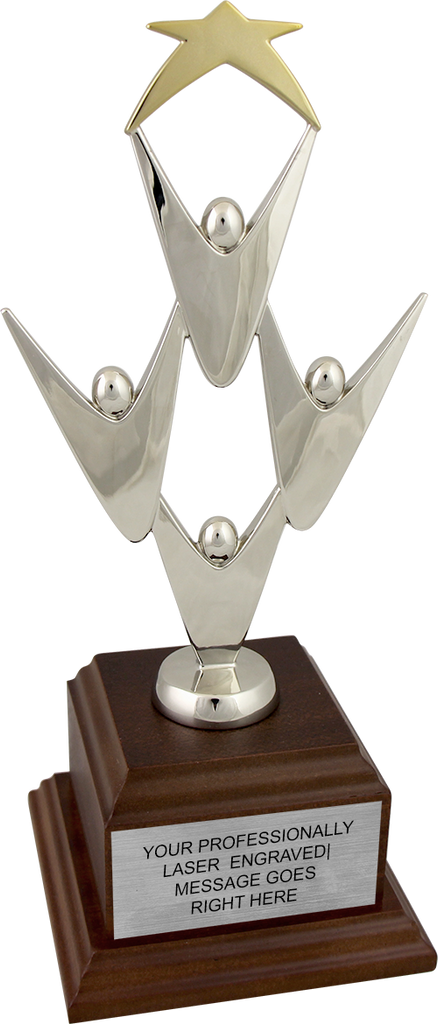 Gold & Silver Team Victory Trophy on Wood Veneer Base [TWPVGS]