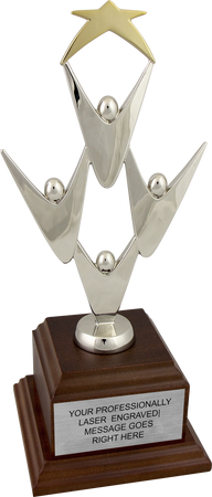 Gold & Silver Team Victory Trophy on Wood Veneer Base [TWPVGS]