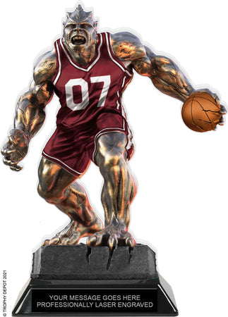 Beast Basketball Choose Your Number Acrylic Trophy - 8.5 inch Maroon [TACR85-BST-BK-MRN-Q]
