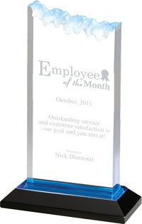 Acrylic Frosted Award with Reflective Bottom- Blue 8 inch [AFRST8-BLU]