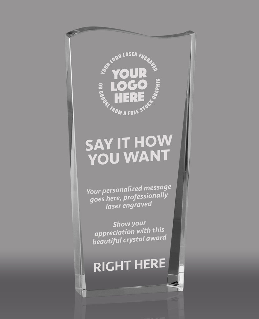 Wave Top Crystal Award - Clear 6.75 inch [CM67-6-CLR]