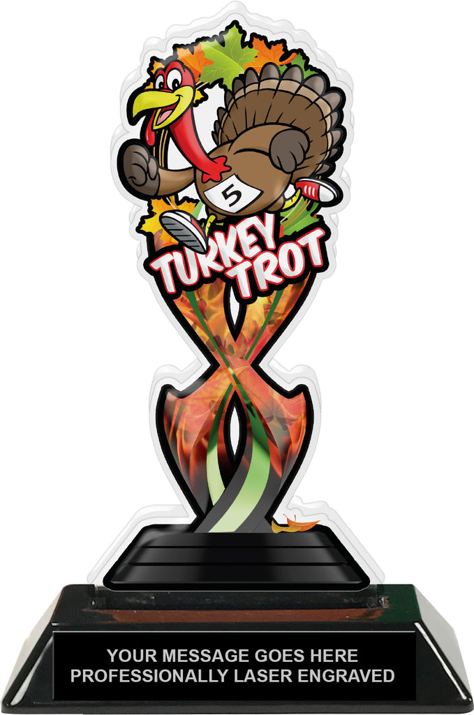 Turkey Trot Tribal Flames Colorix Acrylic Trophy - 7 inch [TACR7-TF-TRKTRT-Q]