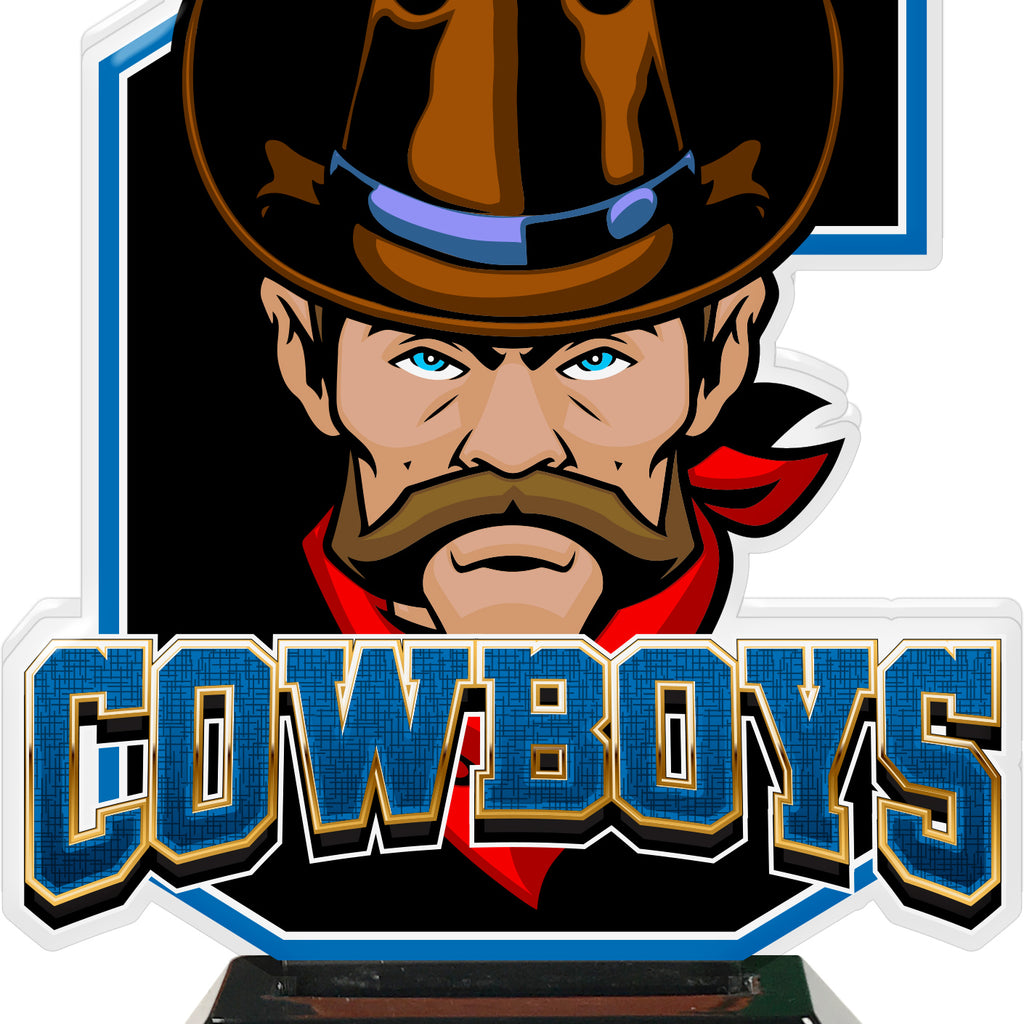 Cowboys Mascot Colorix-T Acrylic Trophies - Blue
