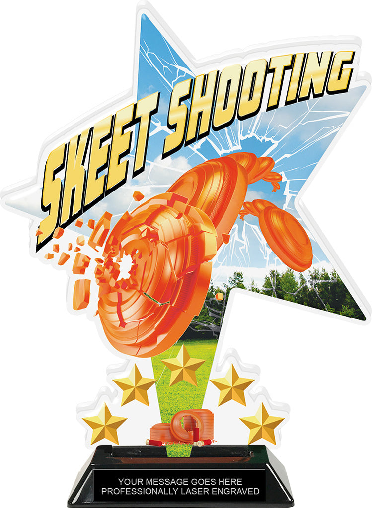Skeet Shooting Shattered Star Colorix Acrylic Trophy- 10 inch [TACR10-STR-SKEET-Q]