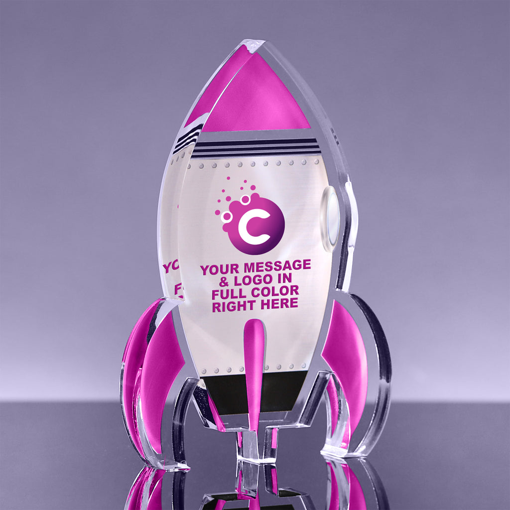 Acrylic Pink Rocket Awards - Full Color