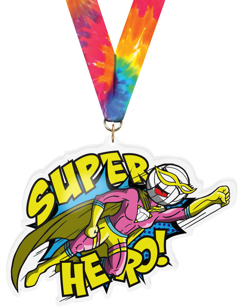 Exclusive Volleyball Female Super Hero 5-Inch Colorix-M Acrylic Medal [MACR5-SH-VBF-Q]