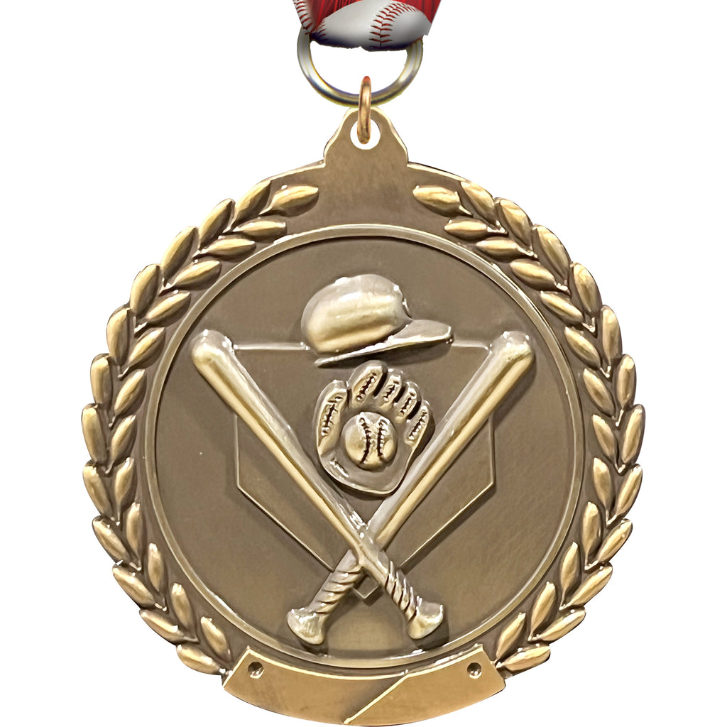 2.75 in Baseball Wreath Framed Medal [M311-BS]