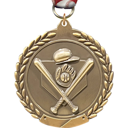 2.75 in Baseball Wreath Framed Medal [M311-BS]