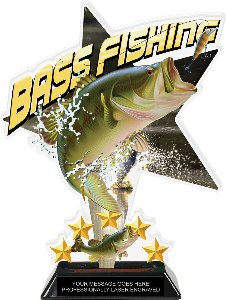 Bass Fishing Shattered Star Colorix Acrylic Trophy- 10 inch [TACR10-STR-BSFSH-Q]
