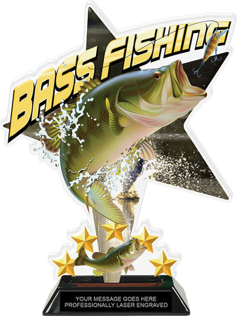 Bass Fishing Shattered Star Colorix Acrylic Trophy- 10 inch [TACR10-STR-BSFSH-Q]