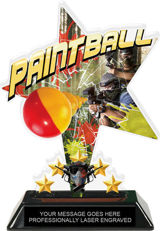 Paintball Shattered Star Colorix Acrylic Trophy- 7 inch [TACR7-STR-PNTBL-Q]