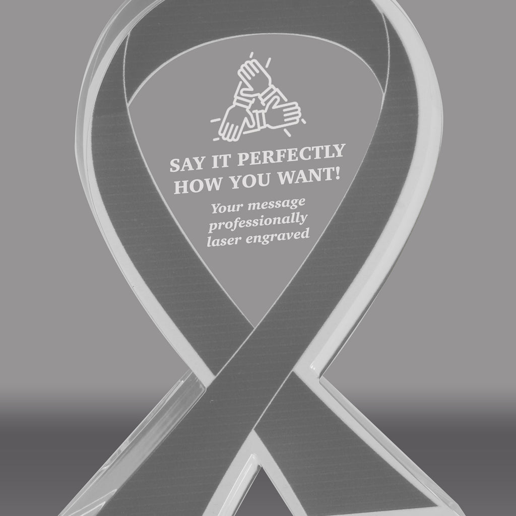 Gray Awareness Ribbon Acrylic Awards - Engraved