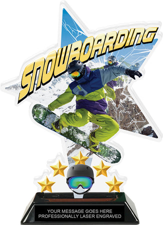 Snowboarding Shattered Star Colorix Acrylic Trophy- 8.5 inch [TACR85-STR-SNWBRD-Q]