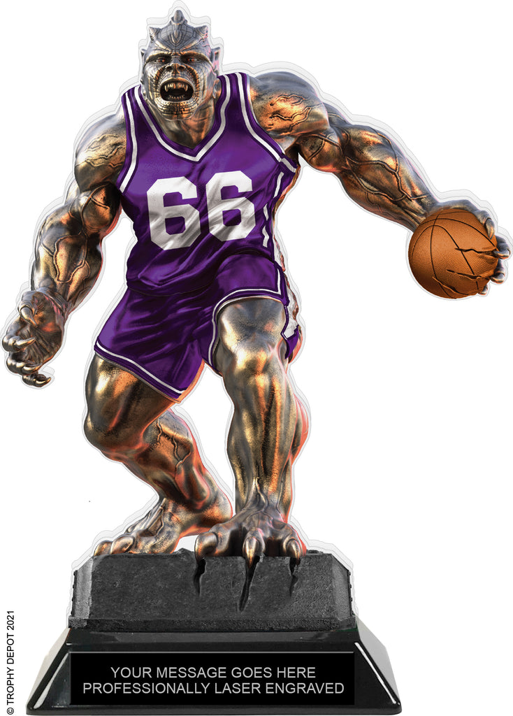Beast Basketball Choose Your Number Acrylic Trophy - 8.5 inch Purple [TACR85-BST-BK-PRP-Q]