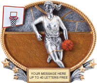 Basketball Female 3D Full Color Oval Resin Trophies