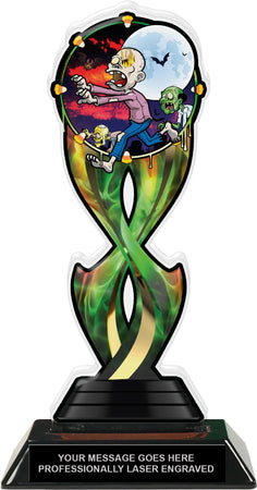Halloween Zombie Tribal Flames Acrylic Trophy - 10 inch [TACR10-TF-HLWN-ZMB-Q]