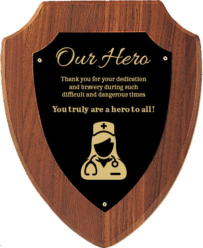 American Walnut Shield Recognition Plaques - Engraved