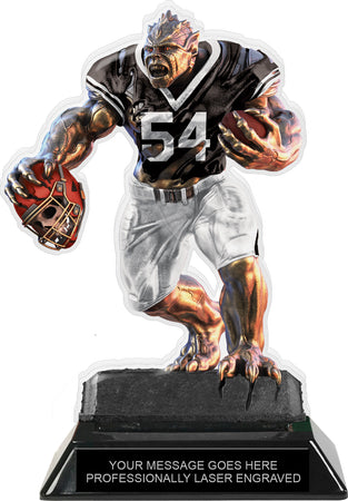 Beast Football Choose Your Number Acrylic Trophy - 7 inch Black [TACR7-BST-FB-BLK-Q]