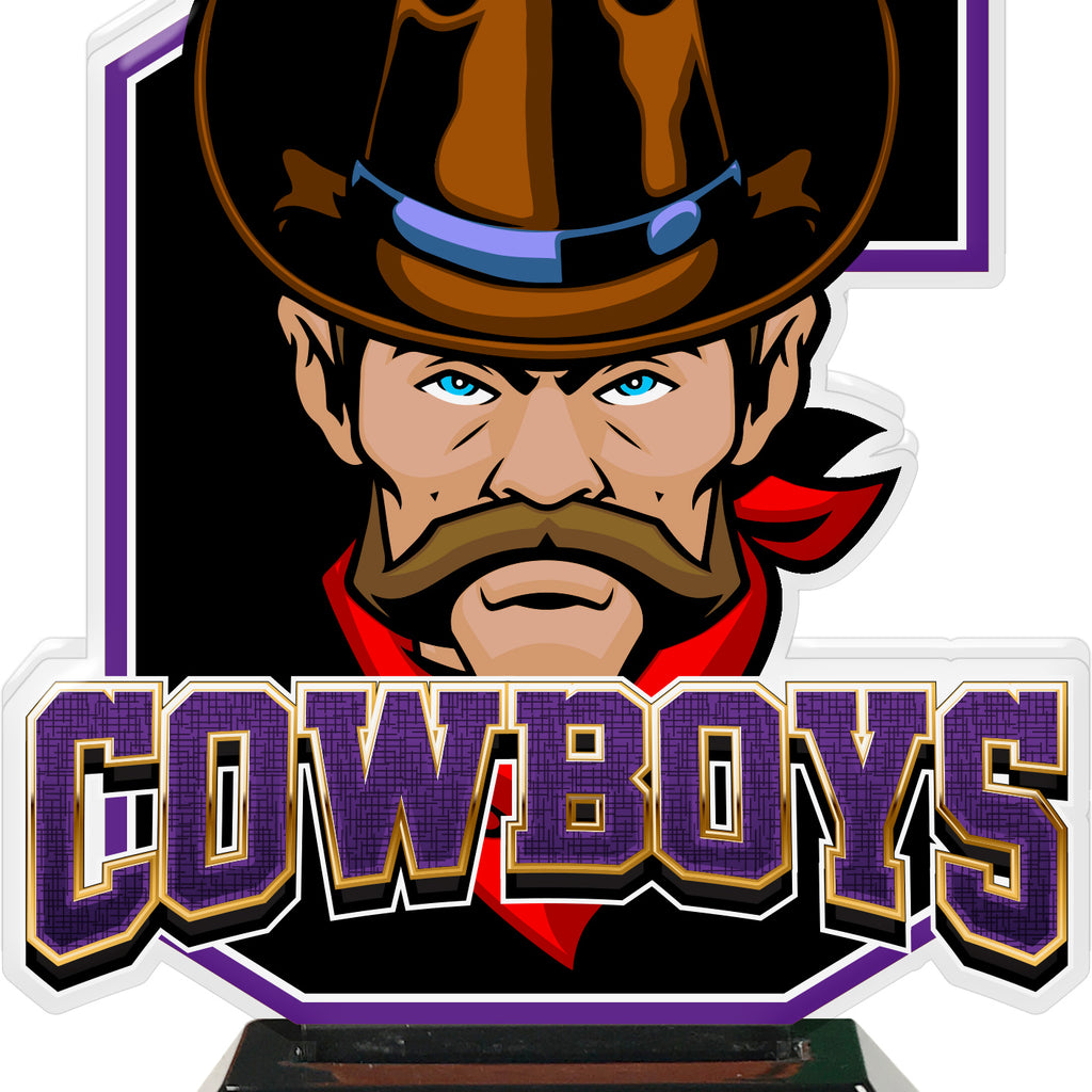Cowboys Mascot Colorix-T Acrylic Trophies - Purple