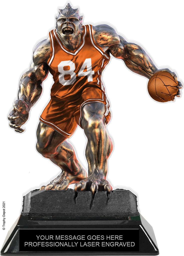Beast Basketball Choose Your Number Acrylic Trophy - 7 inch Orange [TACR7-BST-BK-ORG-Q]