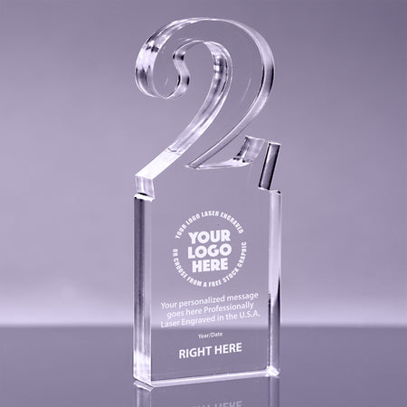 Number 2 Acrylic Award - 6 inch [ATNM-2-6-Q]