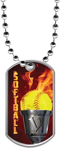 Softball Flaming Torch Dog Tags [DTFLM-SB-111]