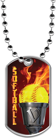 Softball Flaming Torch Dog Tags [DTFLM-SB-111]
