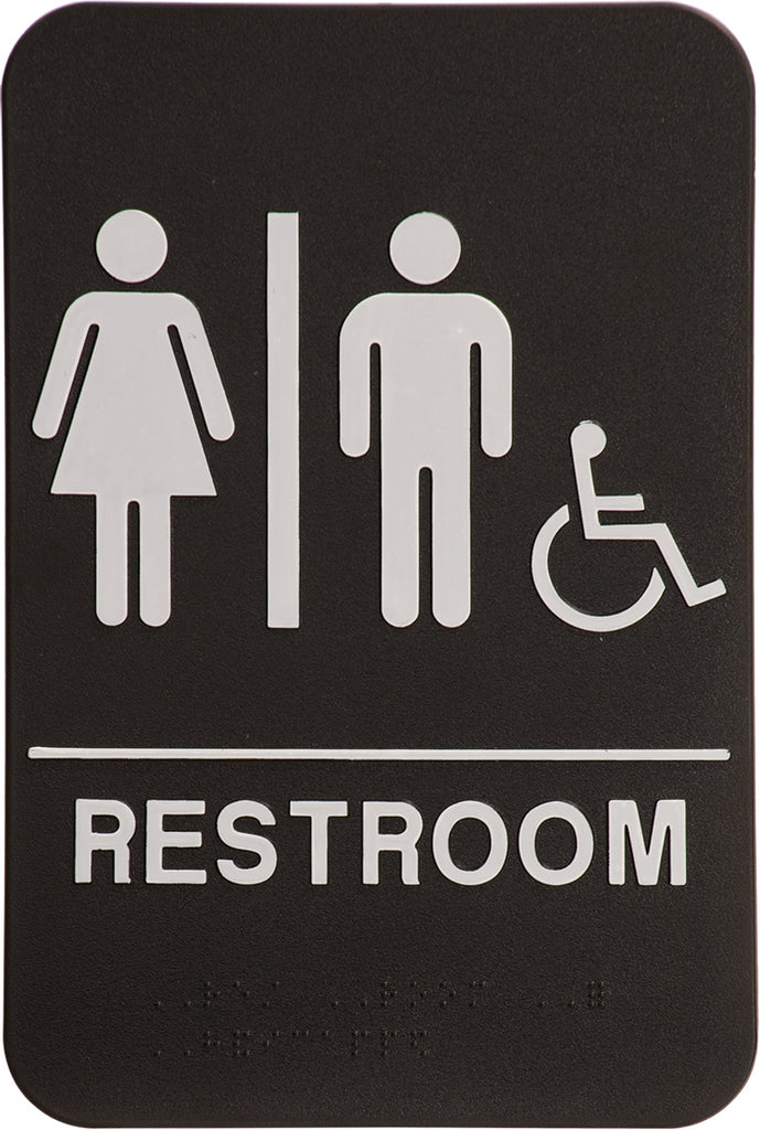 ADA 6 x 9 Black/White Unisex Accessible Restroom Sign [AJDA-103]