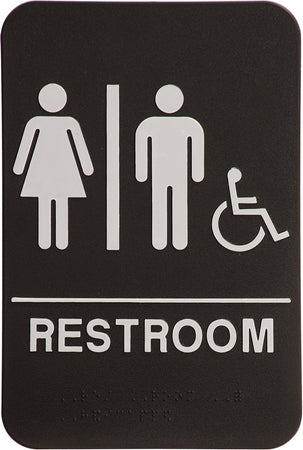 ADA 6 x 9 Black/White Unisex Accessible Restroom Sign [AJDA-103]