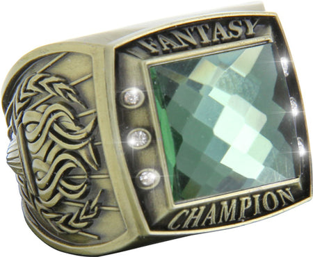 Fantasy Championship Ring with Green Center Stone- Gold [RGSJ-G-FANCH-GRN]