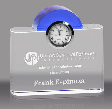 Crystal Cobalt Arch Clock Award [CCLKBL-4-X]