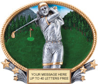 Golf Female 3D Full Color Oval Resin Trophies