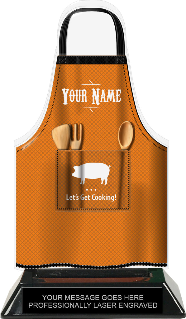 Cooking Apron Colorix-T Acrylic Trophy - Orange [TACR7-JSY-COOK-ORG-Q]