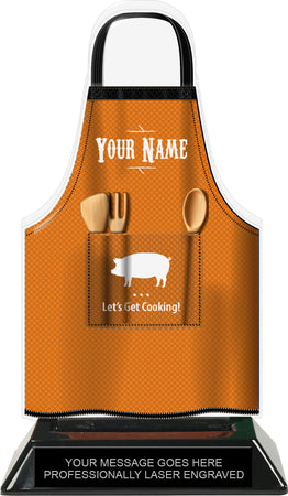 Cooking Apron Colorix-T Acrylic Trophy - Orange [TACR7-JSY-COOK-ORG-Q]